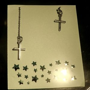 Handmade hanging cross earrings